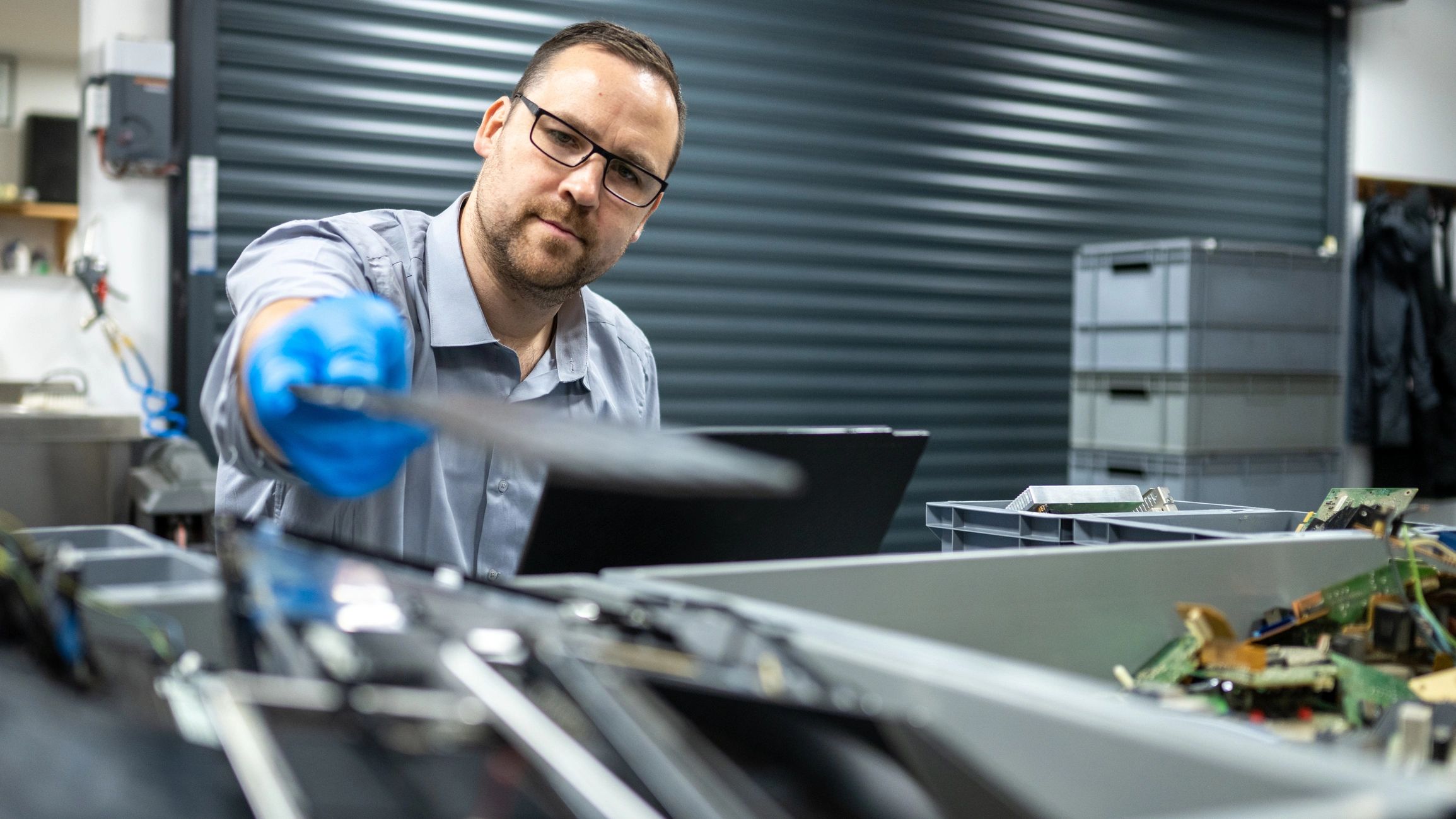 Engineer working with electronic components for automotive embedded systems